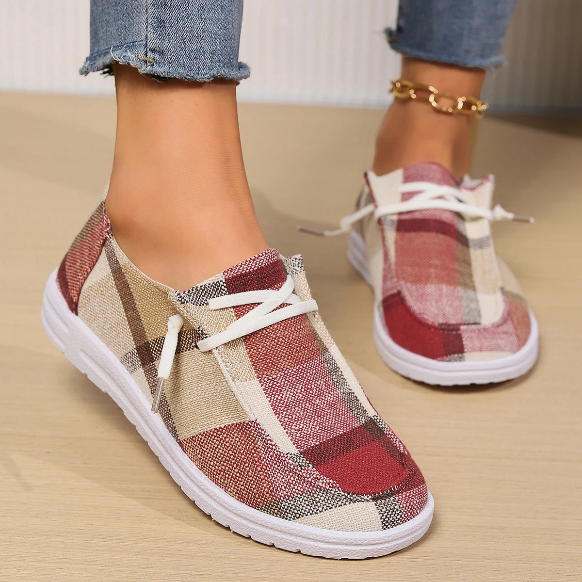 Women's Plaid Canvas Loafers Corvine