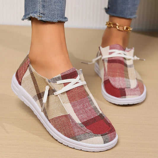 Women's Plaid Canvas Loafers Corvine