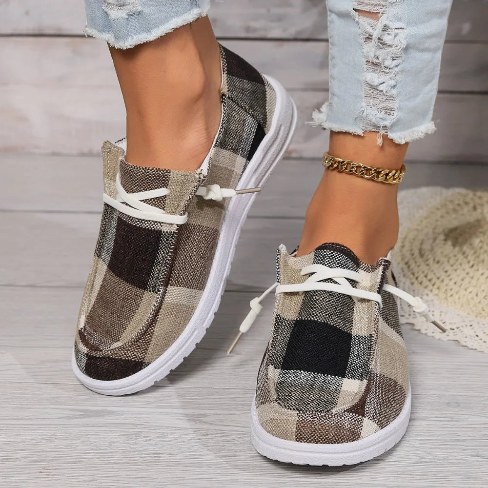 Women's Plaid Canvas Loafers Corvine