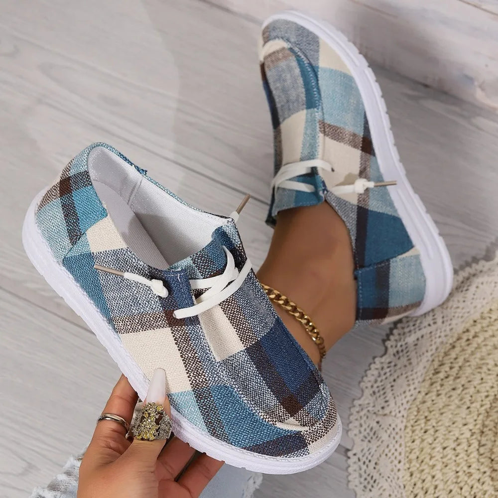 Women's Plaid Canvas Loafers Corvine