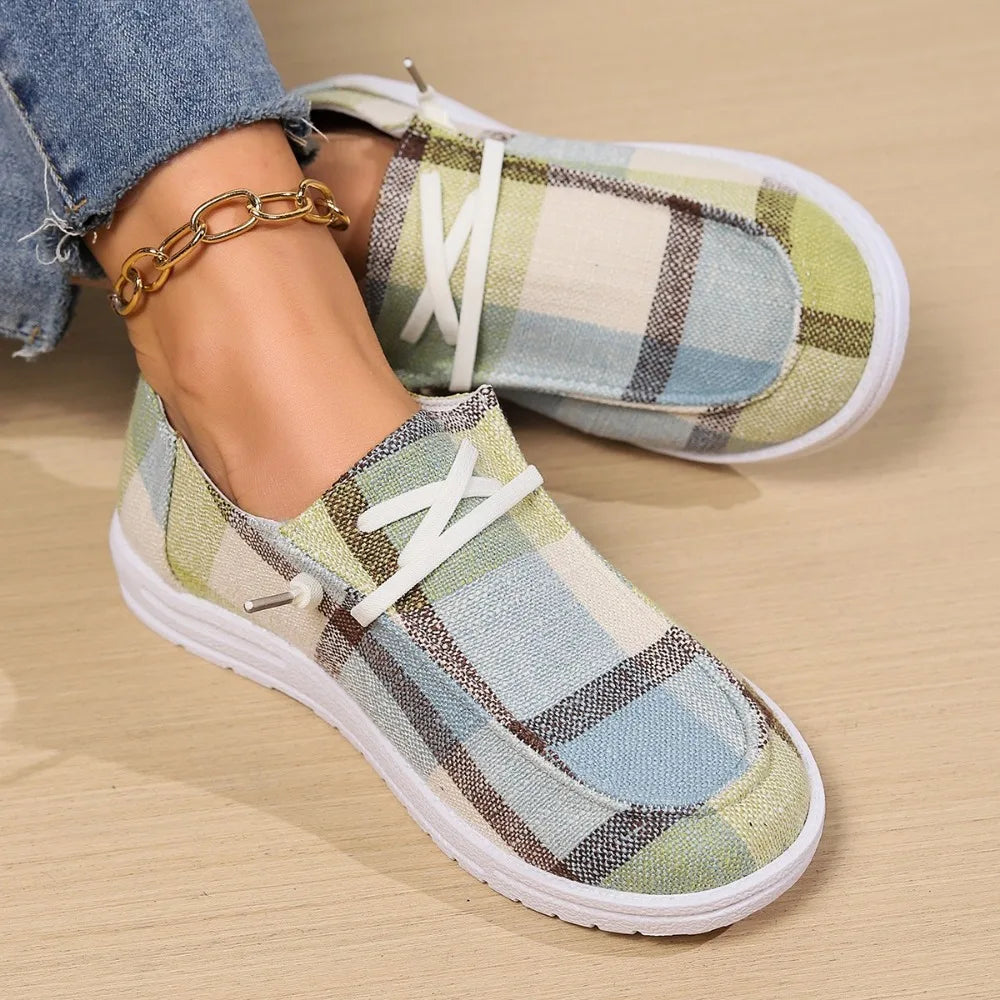 Women's Plaid Canvas Loafers Corvine