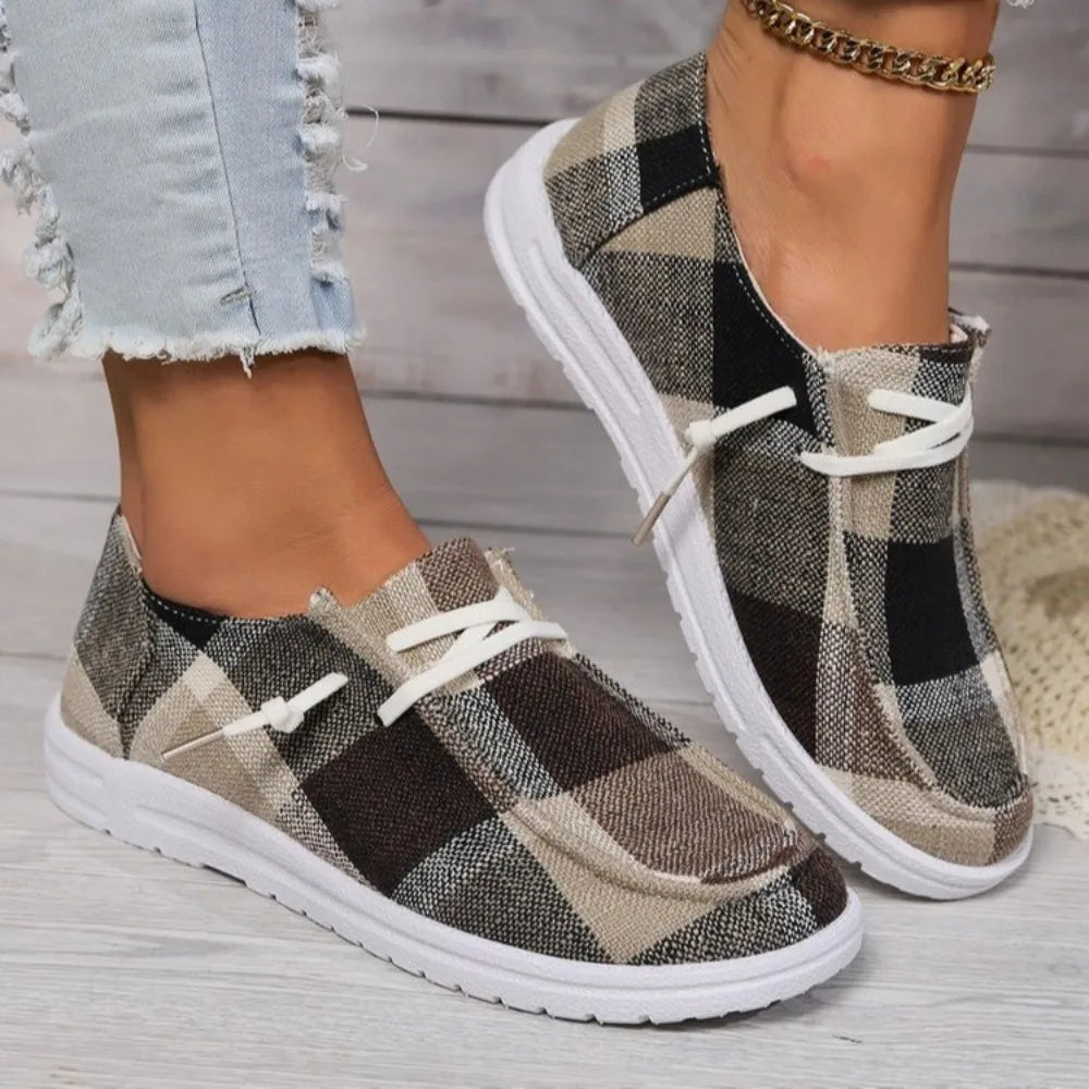 Women's Plaid Canvas Loafers Corvine