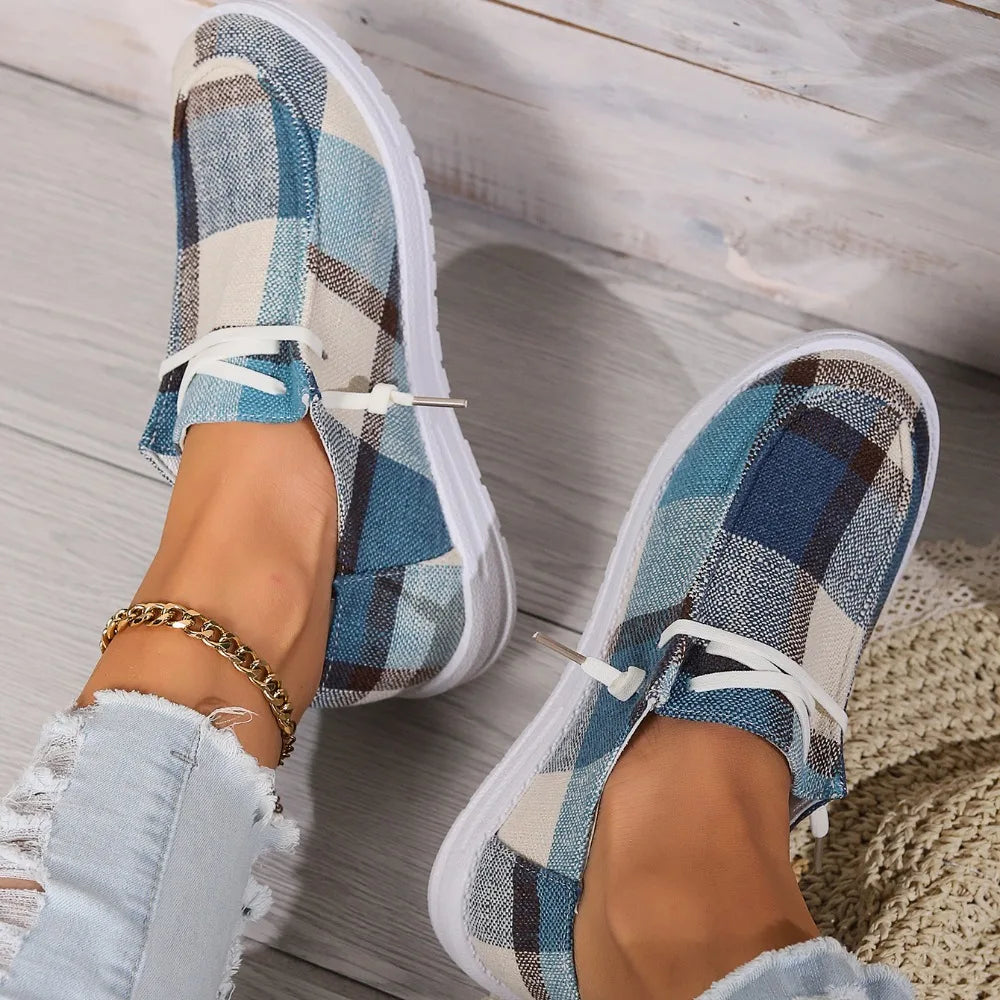 Women's Plaid Canvas Loafers Corvine
