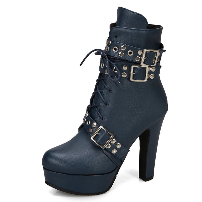 Women's Plush Lined Black Ankle Boots with High Heel Corvine