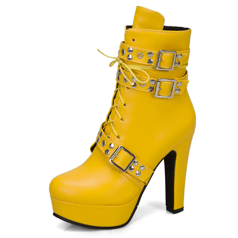 Women's Plush Lined Black Ankle Boots with High Heel Corvine