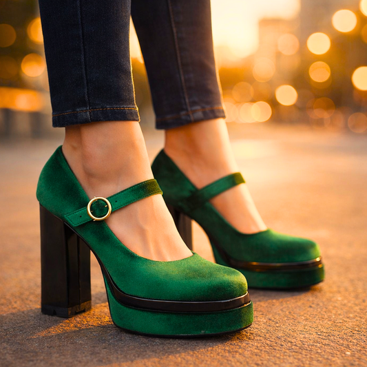 Women's Plush Velvet Platform Pumps Corvine