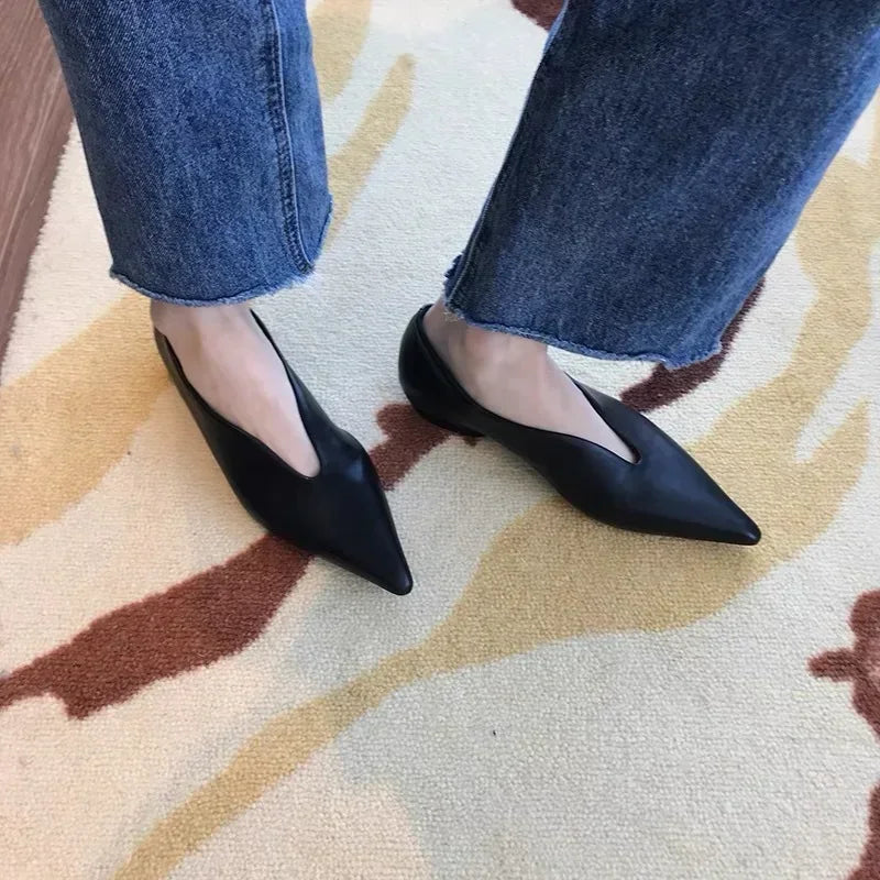 Women's Pointed Toe Retro Mules Shoes Corvine