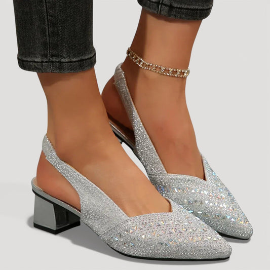 Women's Polished Black Slingback Heels Corvine