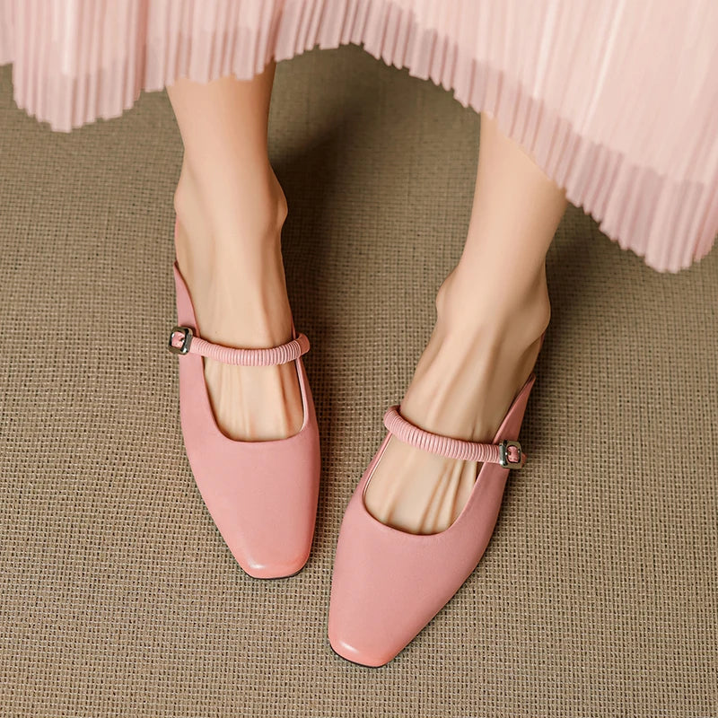 Women's Polished Genuine Leather Mary Jane Mules Corvine