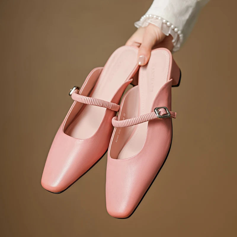 Women's Polished Genuine Leather Mary Jane Mules Corvine