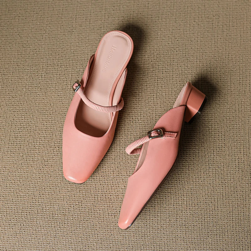 Women's Polished Genuine Leather Mary Jane Mules Corvine