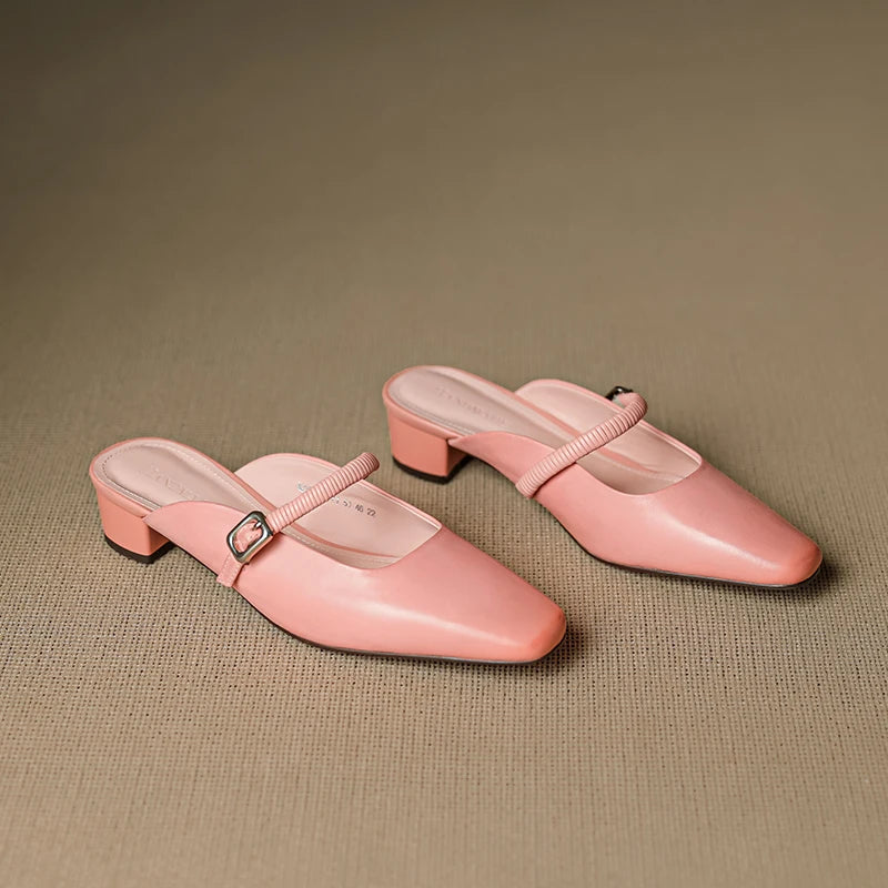 Women's Polished Genuine Leather Mary Jane Mules Corvine