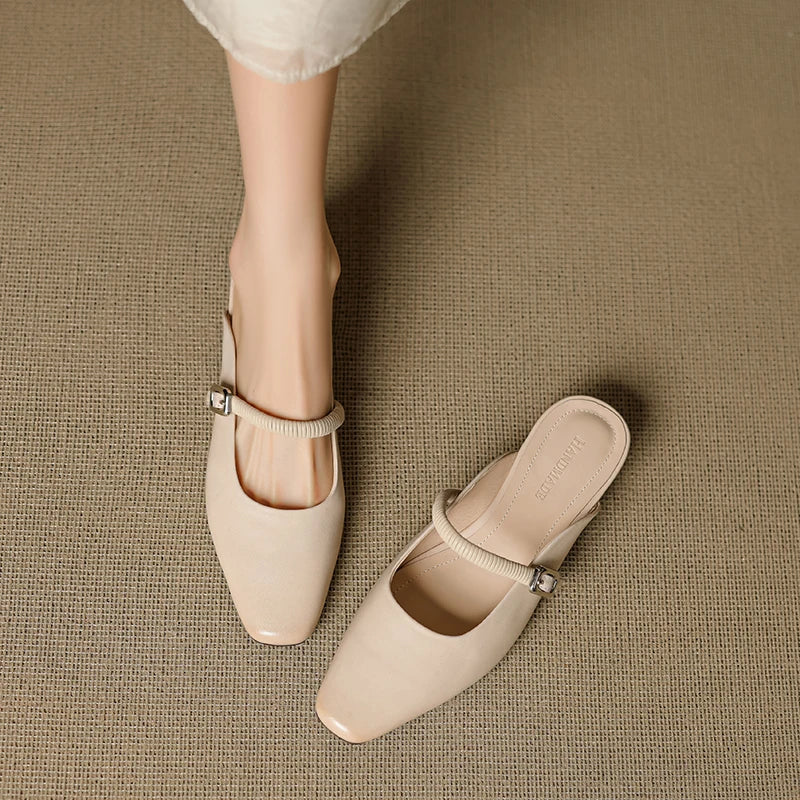 Women's Polished Genuine Leather Mary Jane Mules Corvine