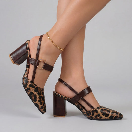 Women's Polished Vegan Leather Block Heel Shoes Corvine