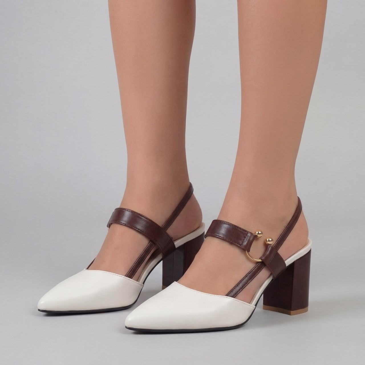 Women's Polished Vegan Leather Block Heel Shoes Corvine