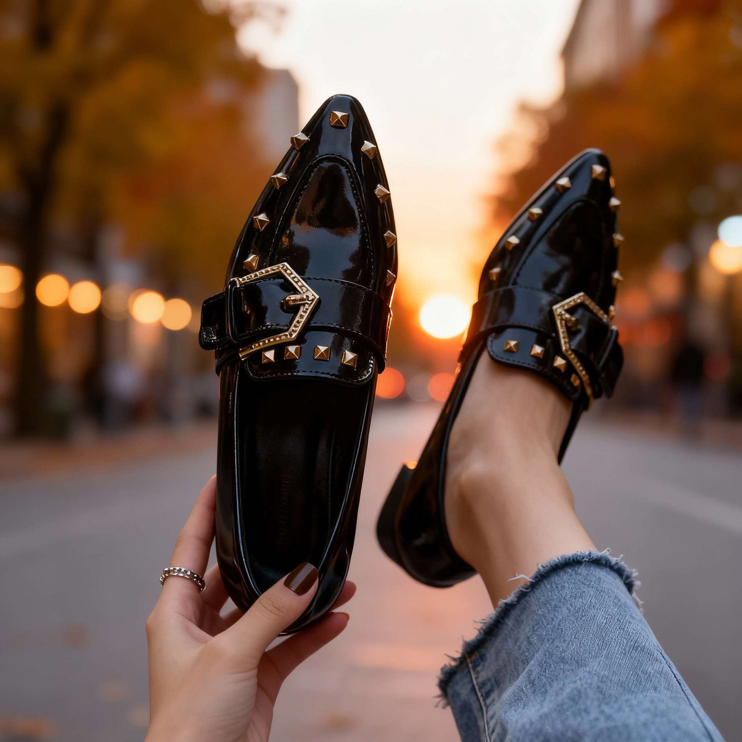 Women's Polished Vegan Leather Slip-Ons Corvine