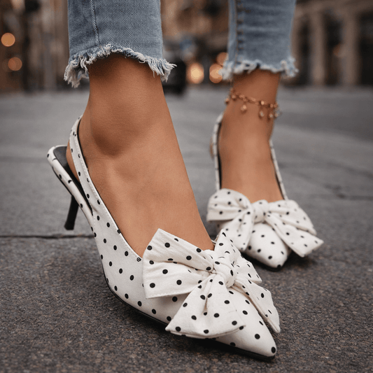Women's Polka-Dot Pattern Slingback Heels Corvine