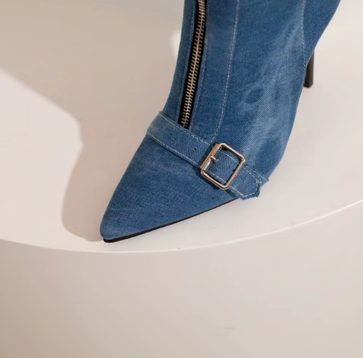 Women's Premium Denim Stiletto Booties Corvine