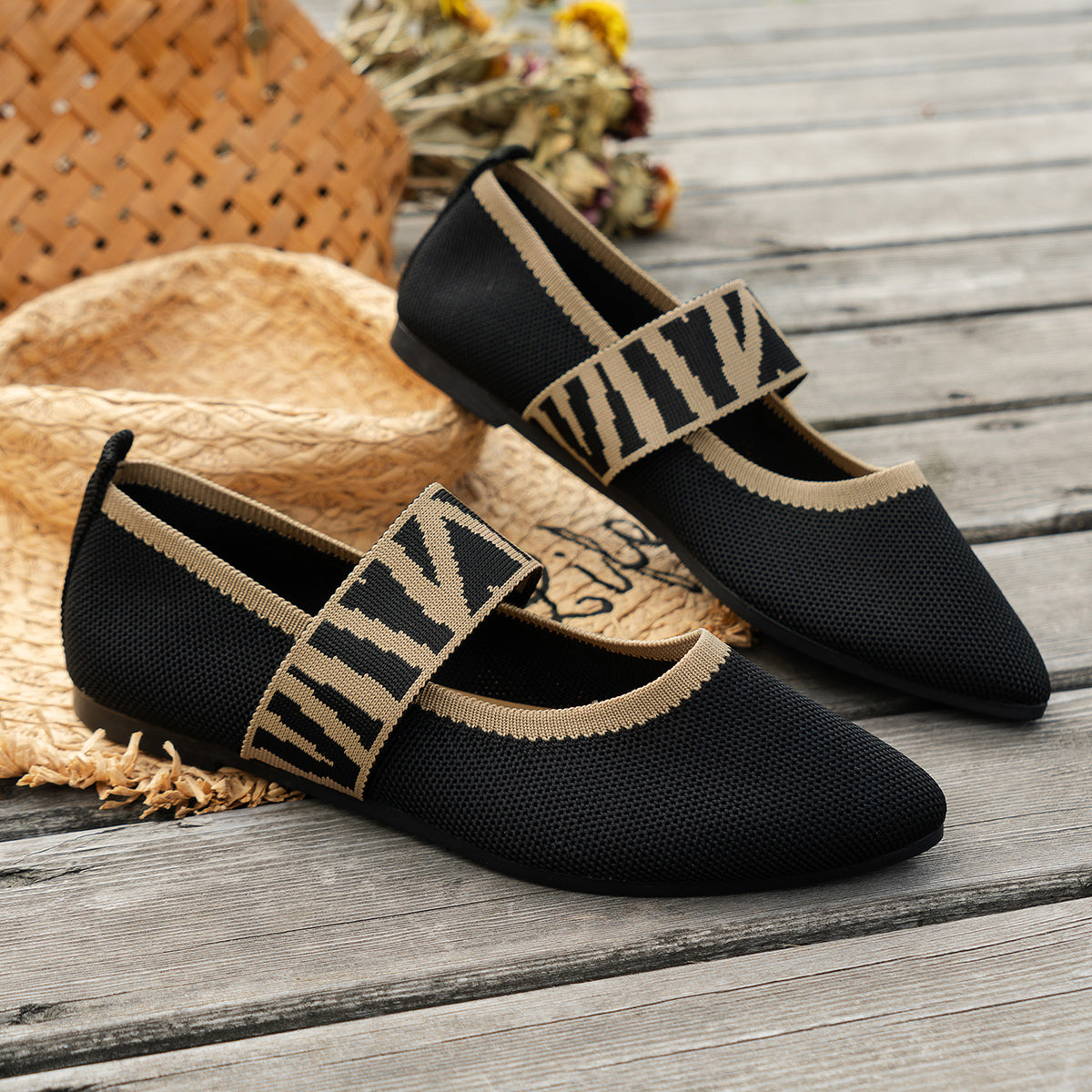 Women's Premium Knit Pointed Toe Flats Corvine