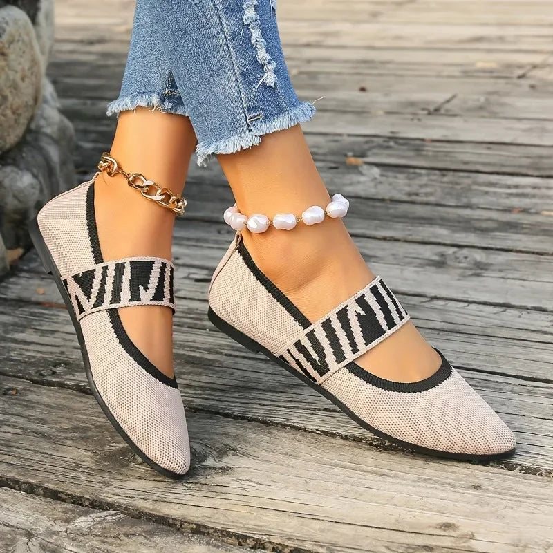 Women's Premium Knit Pointed Toe Flats Corvine