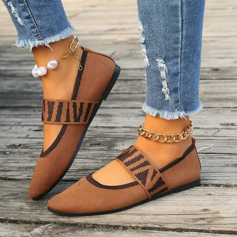 Women's Premium Knit Pointed Toe Flats Corvine