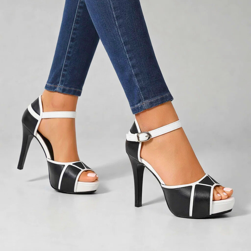 Women's Premium Leather Abstract Pattern Heels Corvine