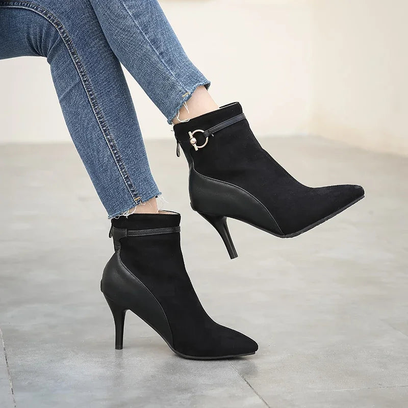 Women's Premium Leather Black Ankle Boots Corvine