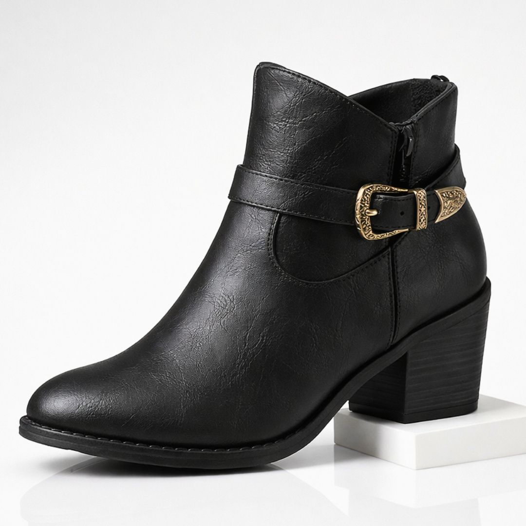 Women's Premium Leather Black Ankle Boots Corvine