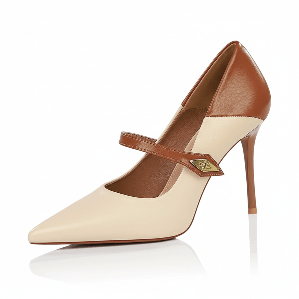 Women's Premium Leather Black Heels Corvine