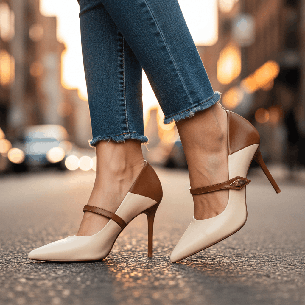 Women's Premium Leather Black Heels Corvine