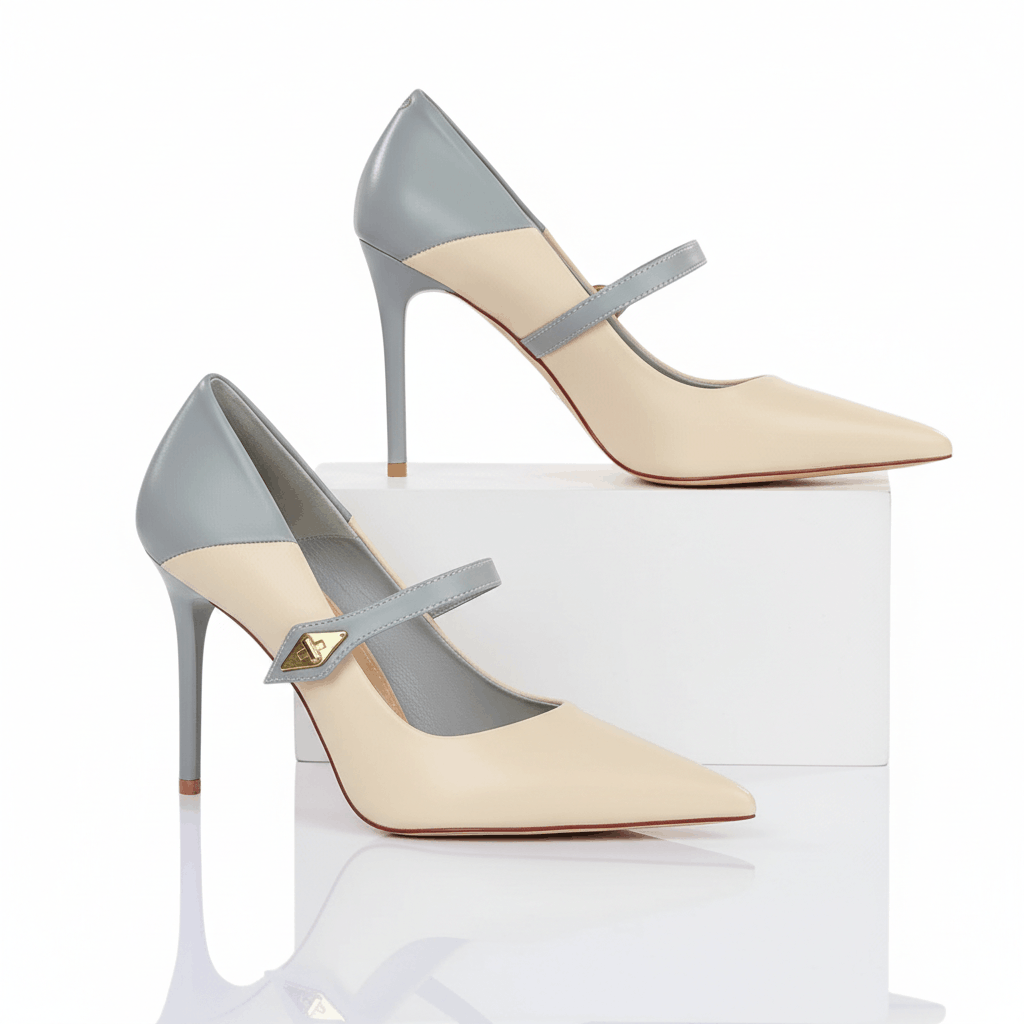 Women's Premium Leather Black Heels Corvine