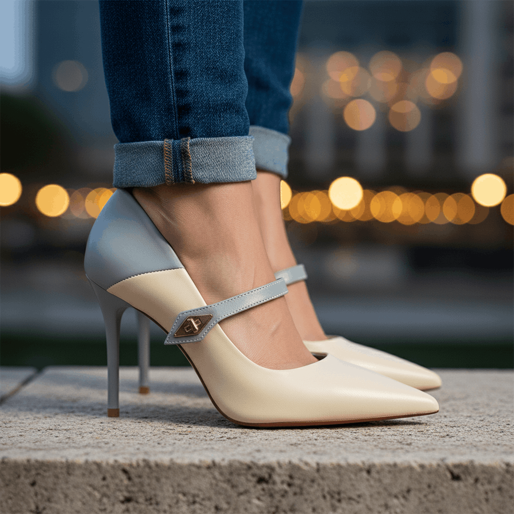 Women's Premium Leather Black Heels Corvine