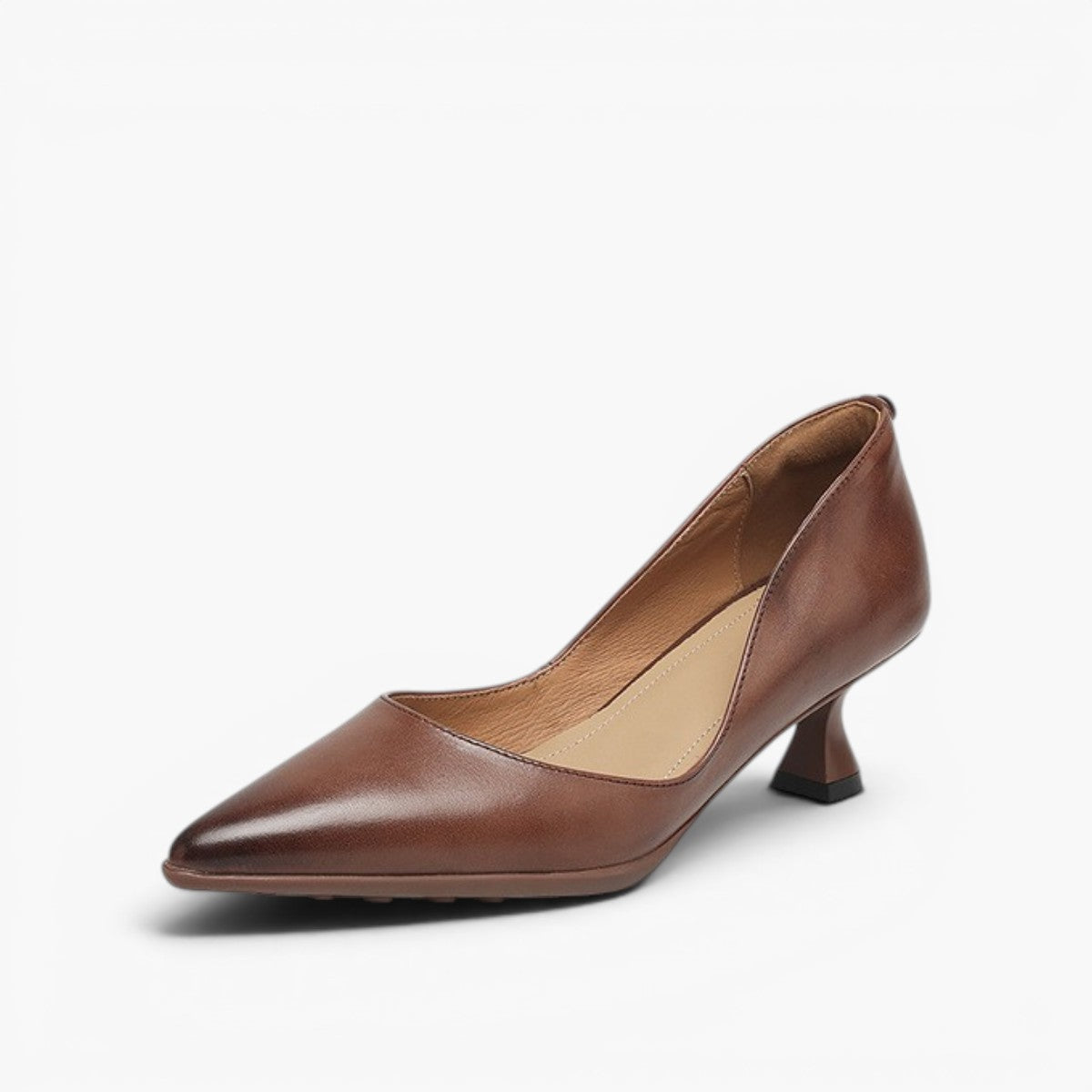 Women's Premium Leather Black Kitten Heels Corvine