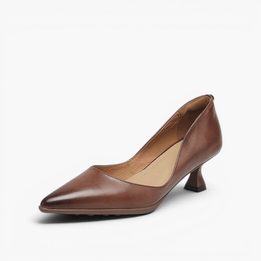 Women's Premium Leather Black Kitten Heels Corvine