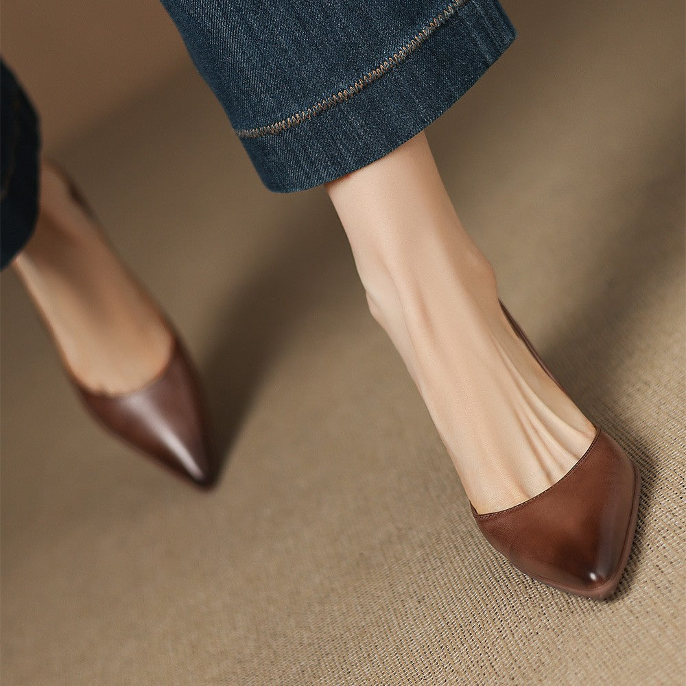 Women's Premium Leather Black Kitten Heels Corvine