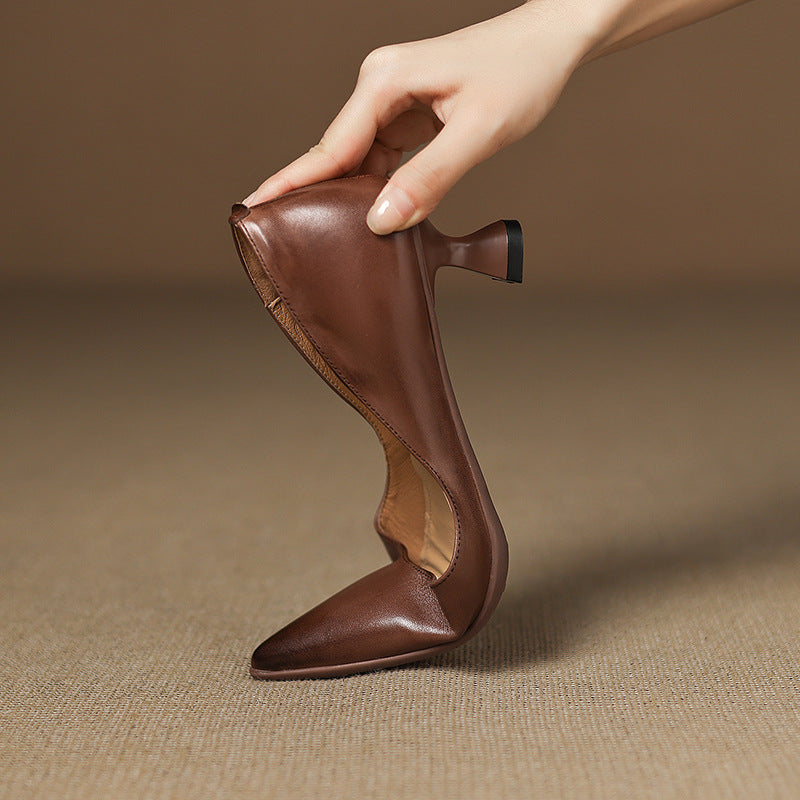 Women's Premium Leather Black Kitten Heels Corvine