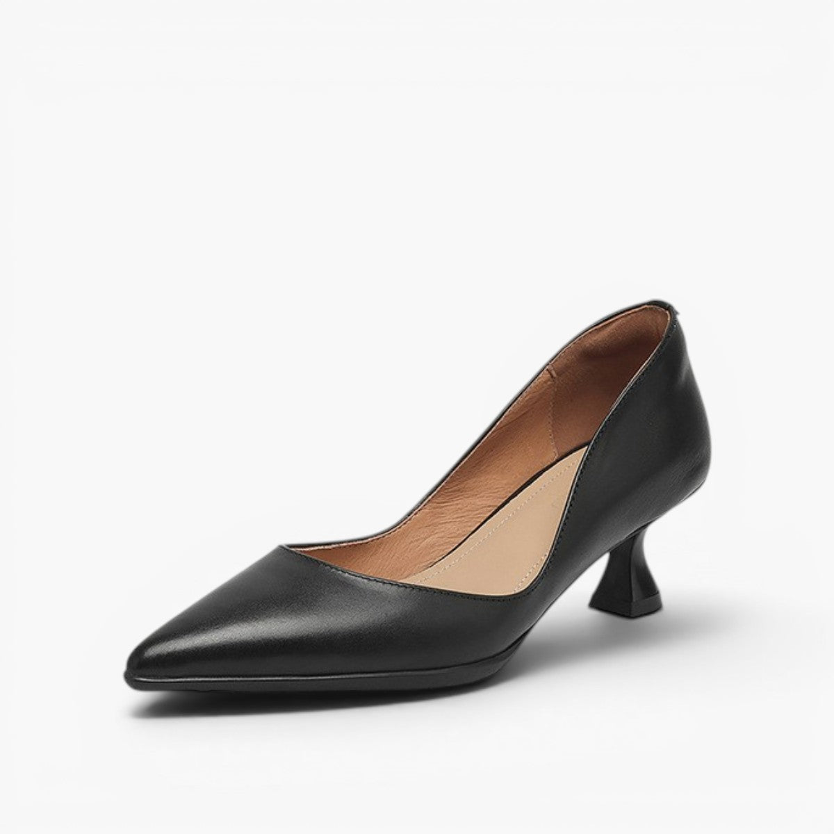 Women's Premium Leather Black Kitten Heels Corvine
