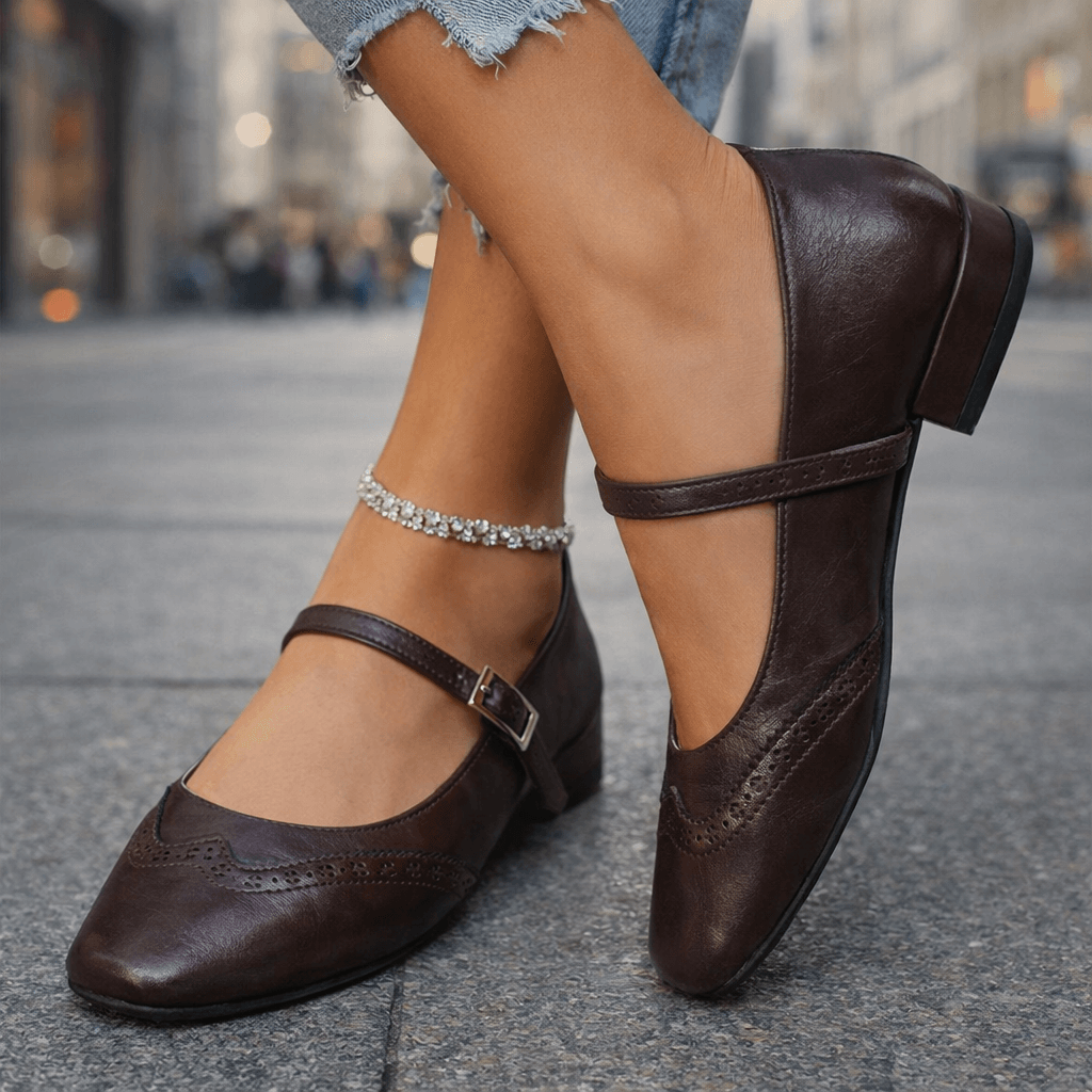 Women's Premium Leather Block Heel Heels Corvine