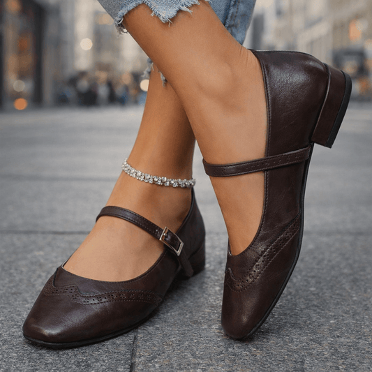 Women's Premium Leather Block Heel Heels Corvine