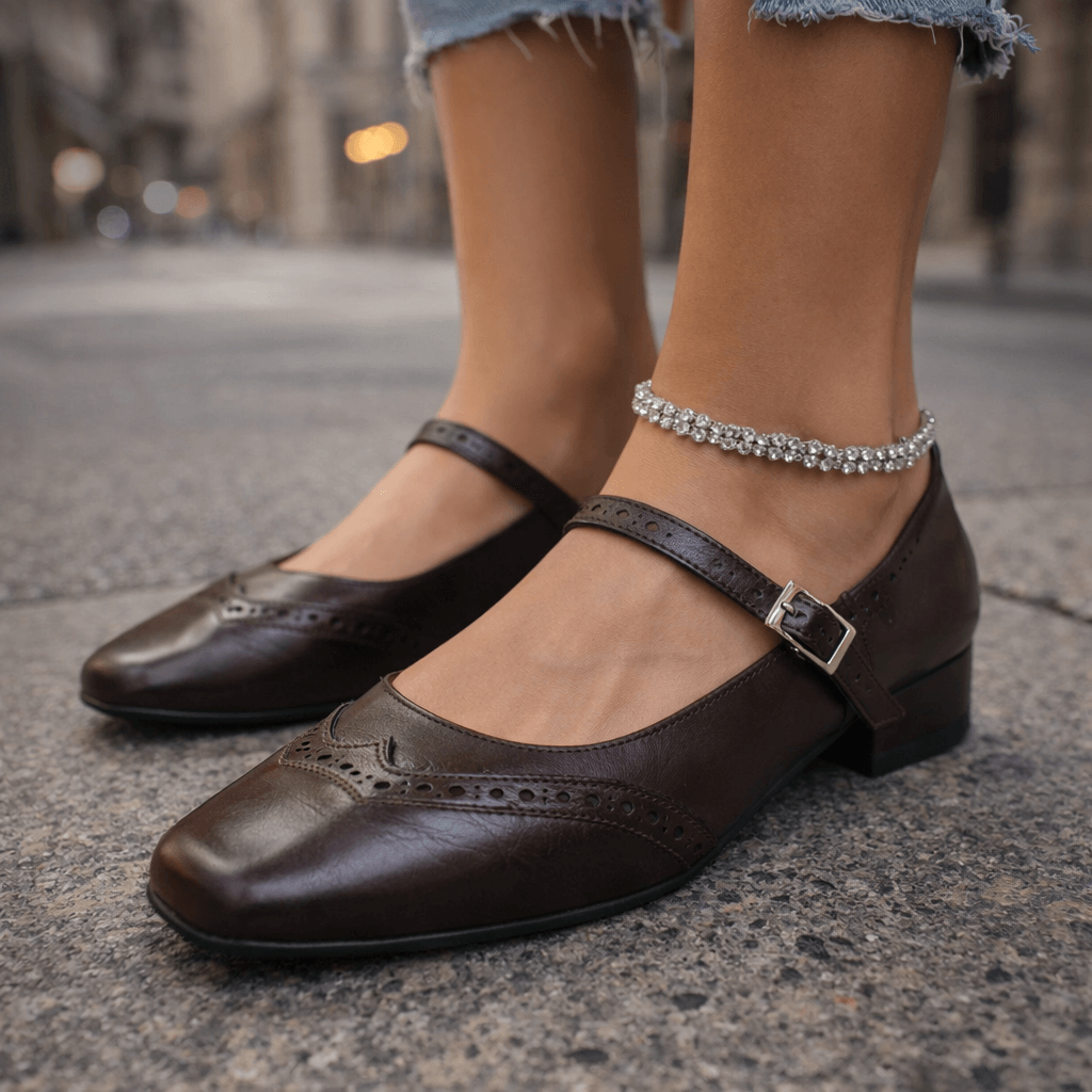 Women's Premium Leather Block Heel Heels Corvine