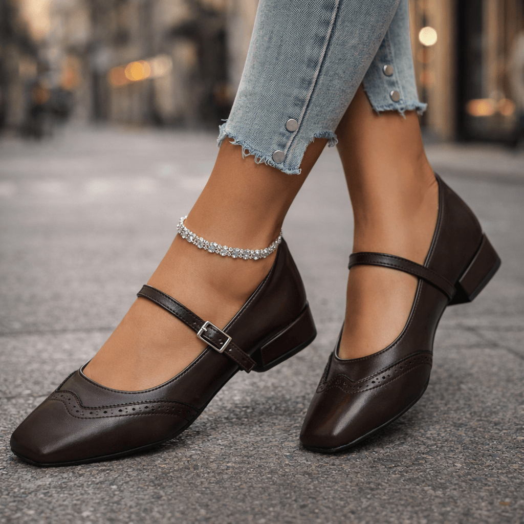 Women's Premium Leather Block Heel Heels Corvine