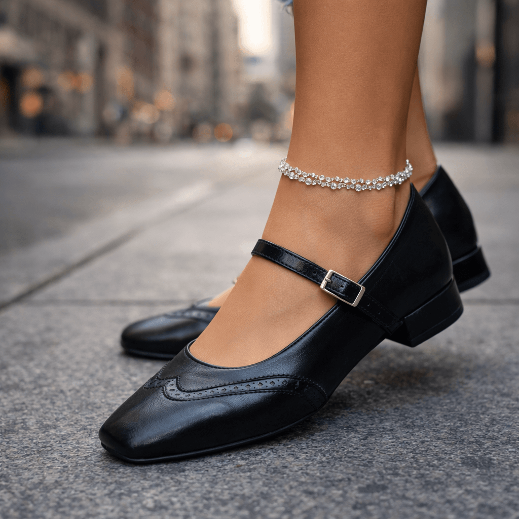 Women's Premium Leather Block Heel Heels Corvine