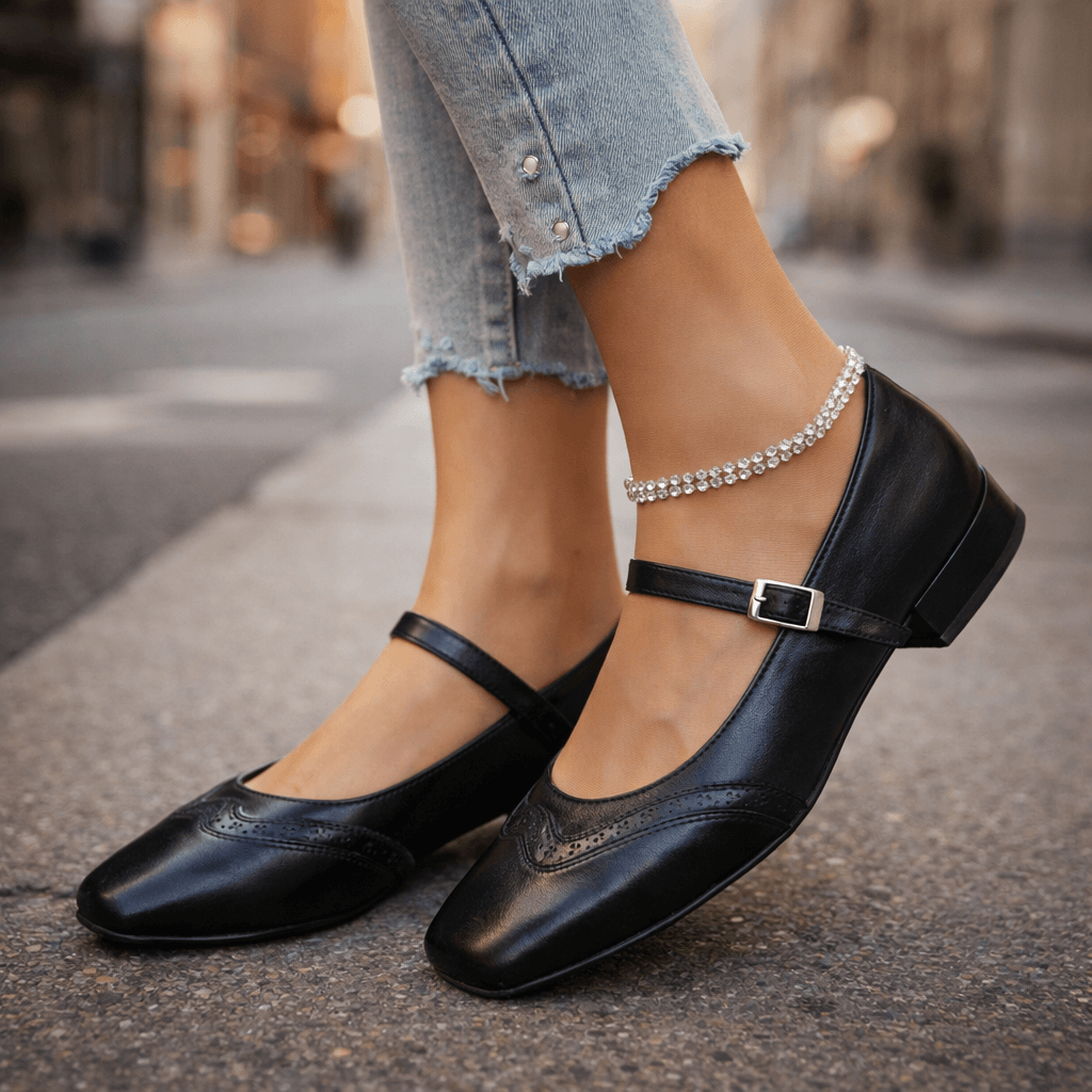 Women's Premium Leather Block Heel Heels Corvine