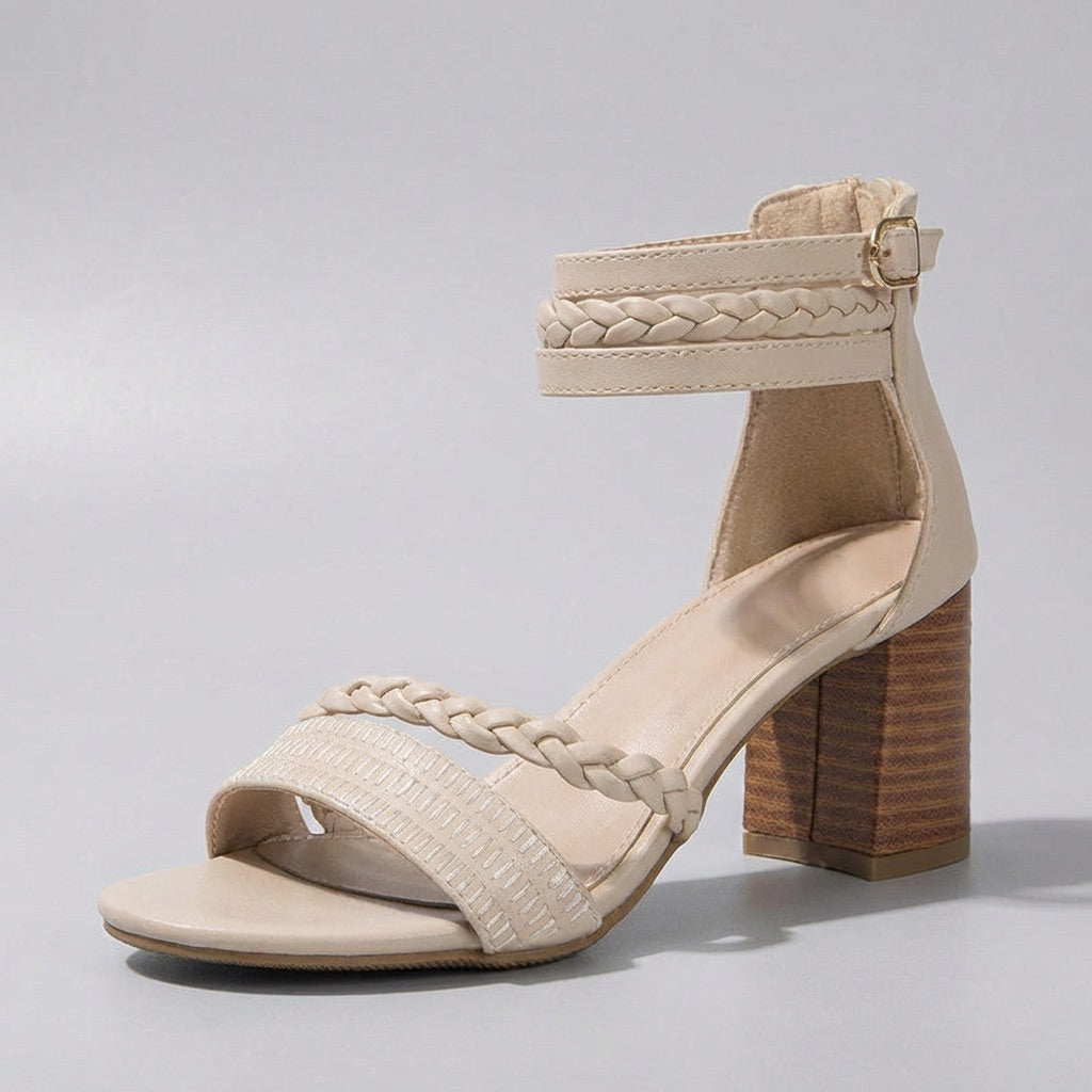 Women's Premium Leather Block Heel Sandals Corvine