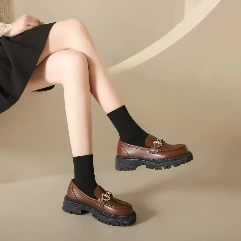 Women's Premium Leather Chunky Loafers Corvine