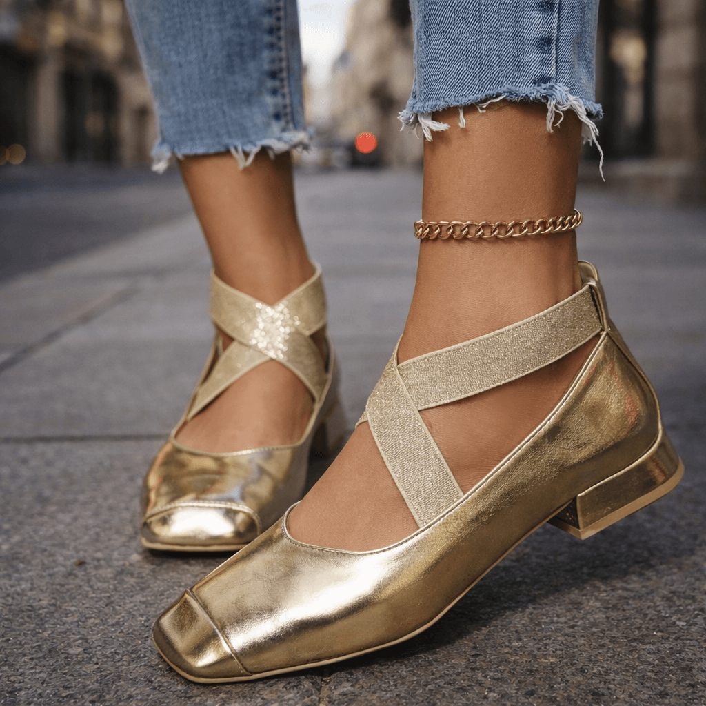 Women's Premium Leather Crossover Strap Heels Corvine