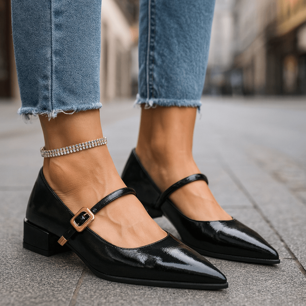 Women's Premium Leather Heels | Stylish Pointed Toe Block Heels for All-Day Comfort