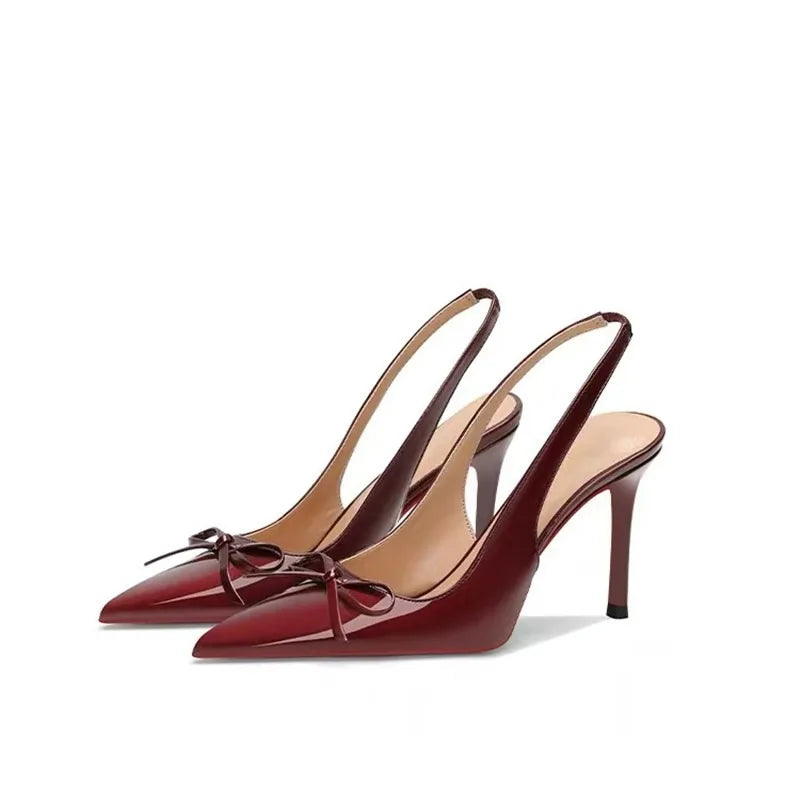 Women's Premium Leather Heels with Bow Accent Corvine