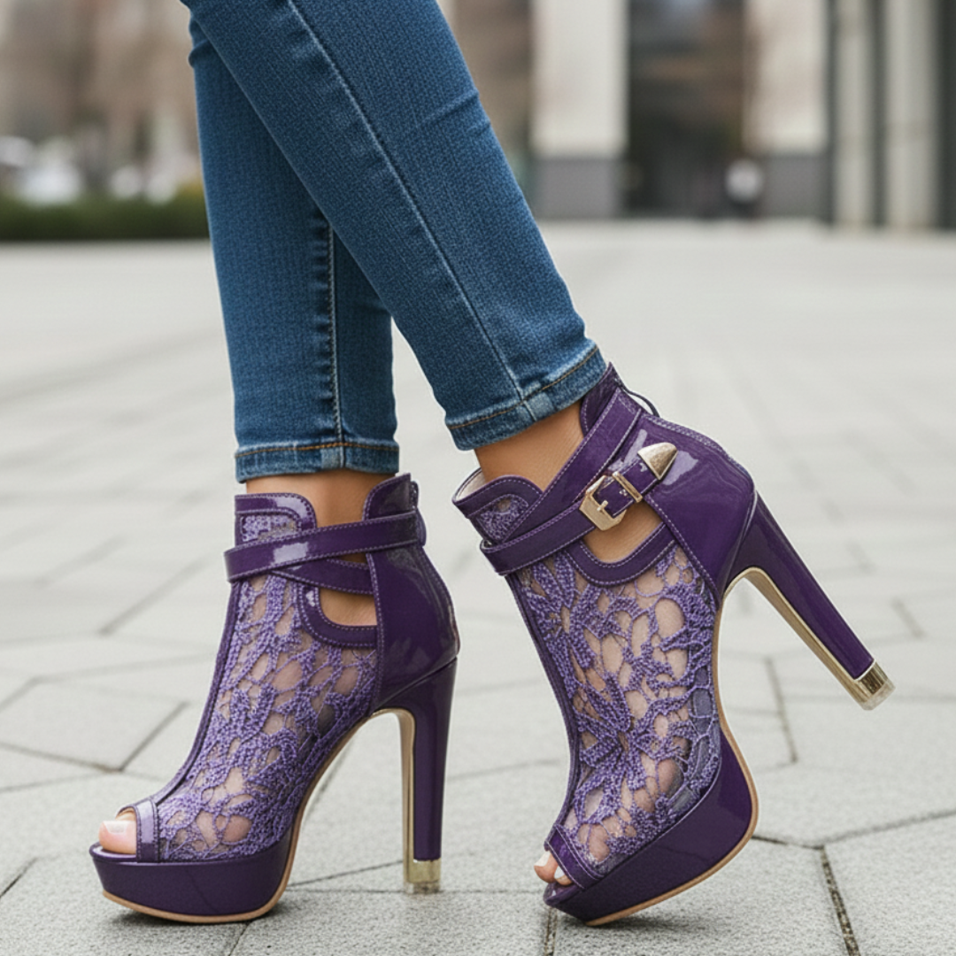 Women's Premium Leather Lace Heels Corvine