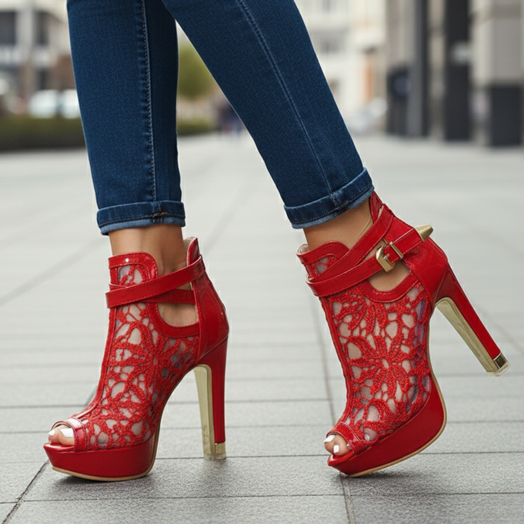 Women's Premium Leather Lace Heels Corvine